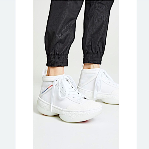 Alexander Wang White Mesh and Leather Trim A1 High Top Sneakers - Picture 1 of 8
